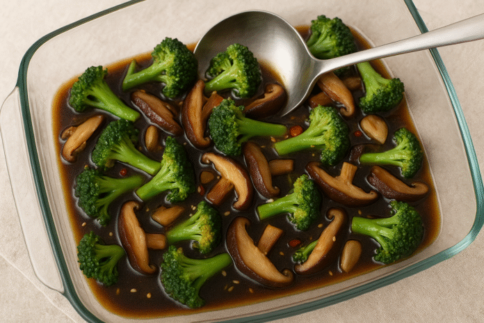 Brócolis Refogado com Shitake e Molho Shoyu Receita Rápida com Toque Oriental