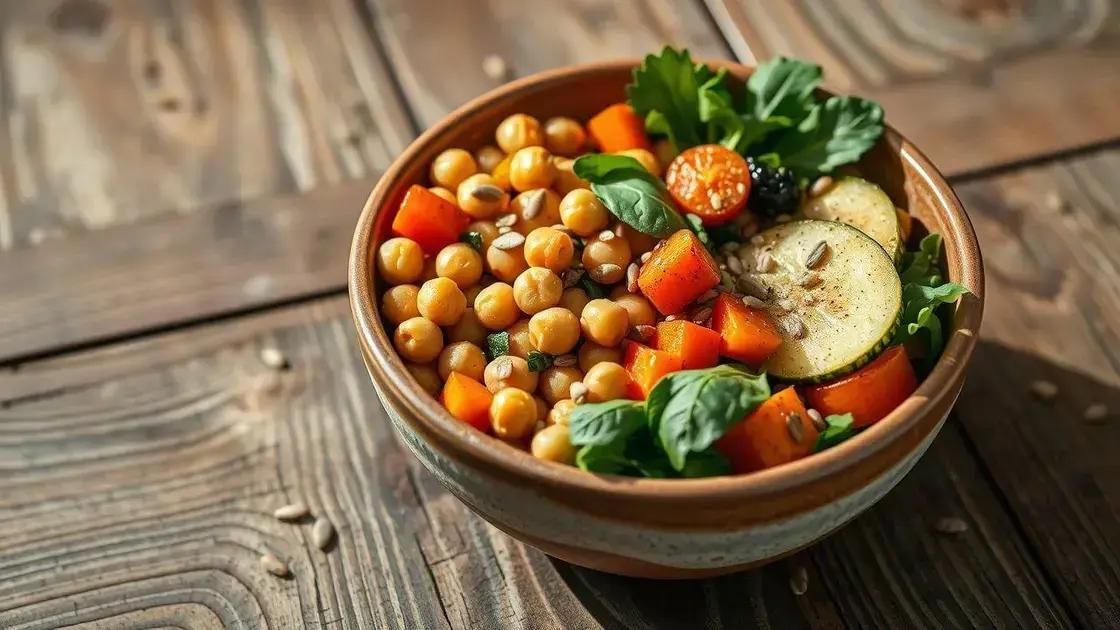 Receita prática do bowl com grão-de-bico e legumes Receita prática do bowl com grão-de-bico e legumes