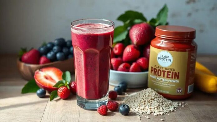 Smoothie Pós-Treino com Frutas Vermelhas e Proteína Vegetal
