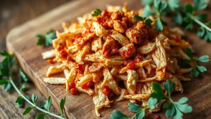 Snack Proteico de Frango Desfiado com Páprica: Prático e Saboroso