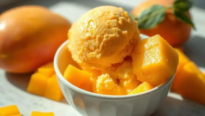 Sorvete Caseiro Fit de Manga: Receita Natural, Cremosa e Sem Açúcar Sorvete Caseiro Fit de Manga: Receita Natural, Cremosa e Sem Açúcar