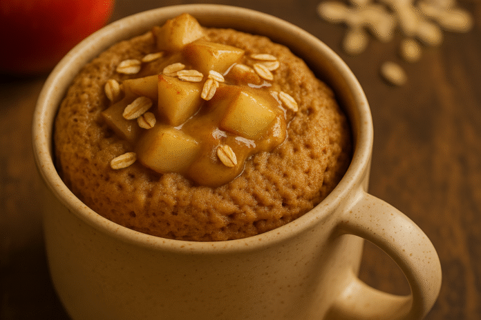 Mug Cake de Maçã e Aveia bolo saudável em poucos minutos Mug Cake de Maçã e Aveia bolo saudável em poucos minutos