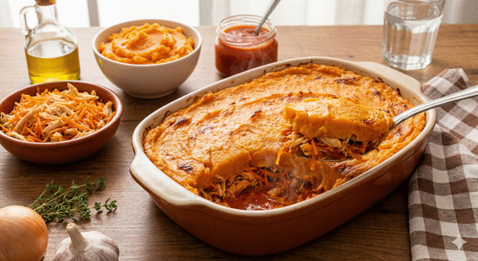 Receita de Escondidinho de Batata Doce com Frango Leve e Delicioso Receita de Escondidinho de Batata Doce com Frango Leve e Delicioso